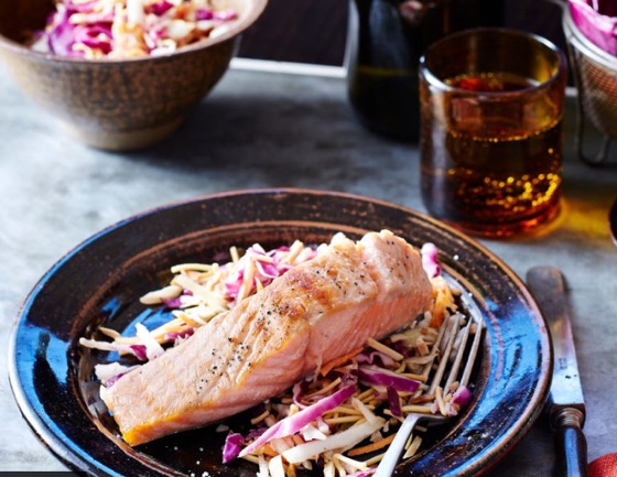 Poached Salmon With Coleslaw | Recipe Cloud App
