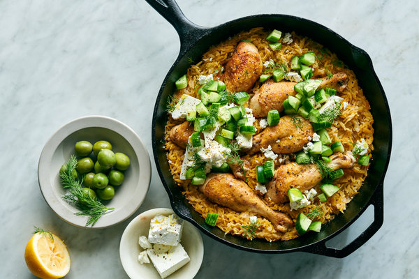 Skillet Chicken With Orzo, Dill And Feta Recipe | Recipe Cloud App