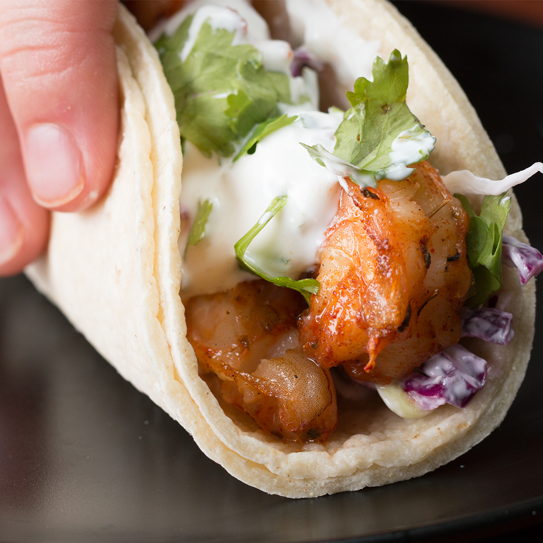 Taco: Grilled Shrimp Creamy Cilantro Sauce | Recipe Cloud App