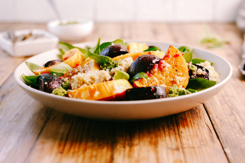 Roast Pumpkin & Beetroot Quinoa Salad With Basil Pesto | Recipe Cloud App