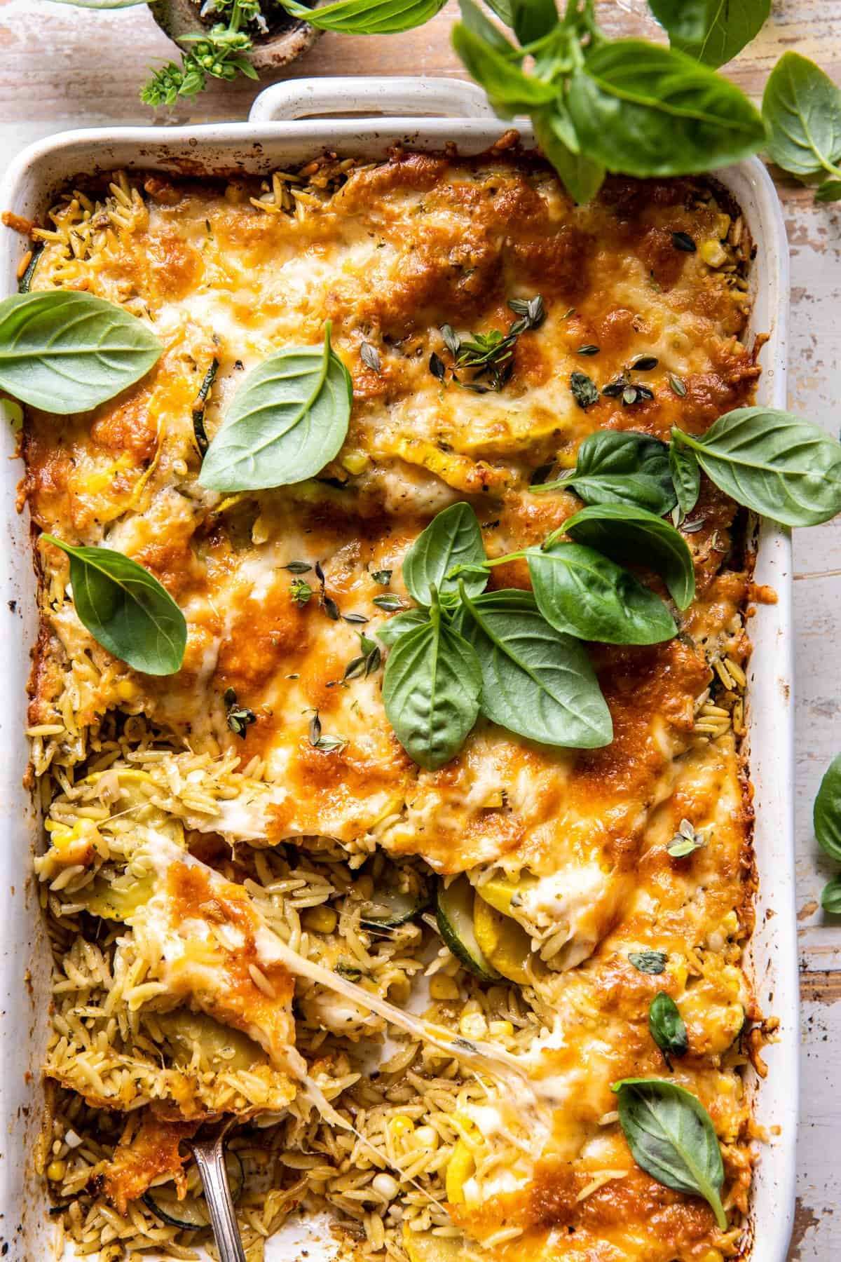 One Pan Corn And Zucchini Pesto Orzo Casserole. | Recipe Cloud App